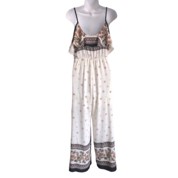 Miley & Molly Multi Mixed Print Aztec cold shoulder ruffle jumpsuit size S EUC - Picture 3 of 13